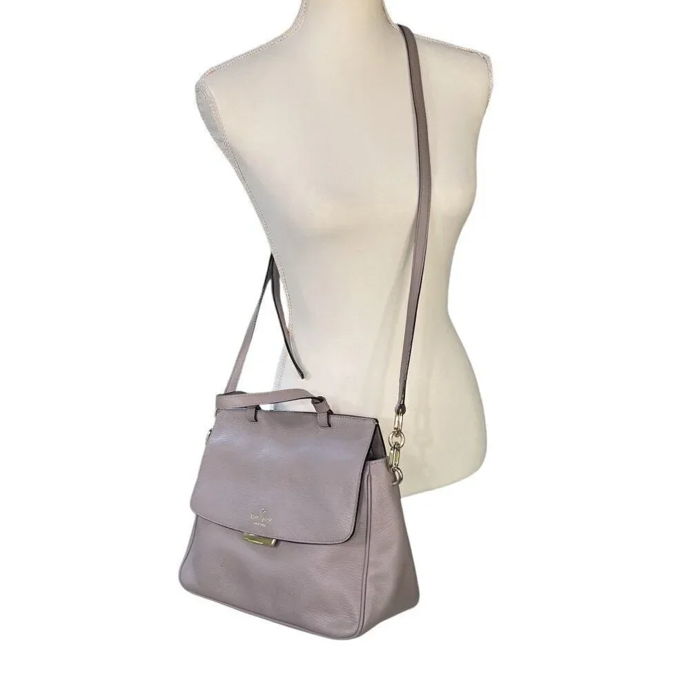 Kate Spade Rae Robinson Lane City Scape Leather Crossbody Satchel Grey